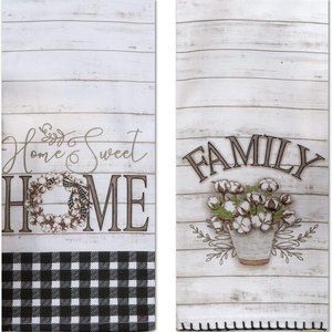HOME Sweet Home Kitchen Terry Towel and Tea Towel 2-pc Set Farmhouse Family